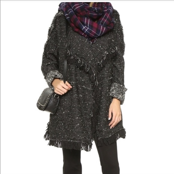 Free People Jackets & Coats Free People Tweed Fringe Blanket Coat